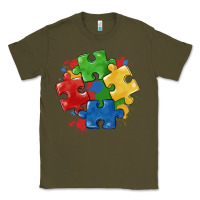 Army Green autism puzzles Classic Tee - MaliasSmallBusiness
