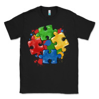 Black autism puzzles Classic Tee - MaliasSmallBusiness