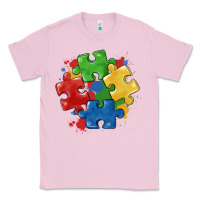 Bubblegum Pink autism puzzles Classic Tee - MaliasSmallBusiness