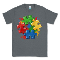 Charcoal Heather autism puzzles Classic Tee - MaliasSmallBusiness