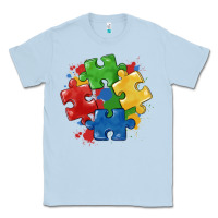 Dusty Blue autism puzzles Classic Tee - MaliasSmallBusiness