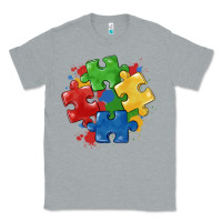 Heather Grey autism puzzles Classic Tee - MaliasSmallBusiness