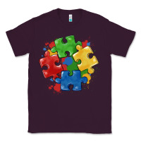 Plum autism puzzles Classic Tee - MaliasSmallBusiness