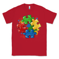 Red autism puzzles Classic Tee - MaliasSmallBusiness