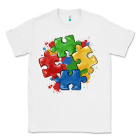 White autism puzzles Classic Tee - MaliasSmallBusiness