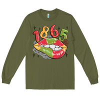 Army Green 1865 juneteenth lips Long Sleeve Tee - MaliasSmallBusiness
