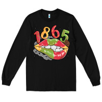 Black 1865 juneteenth lips Long Sleeve Tee - MaliasSmallBusiness