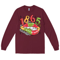 Burgundy 1865 juneteenth lips Long Sleeve Tee - MaliasSmallBusiness