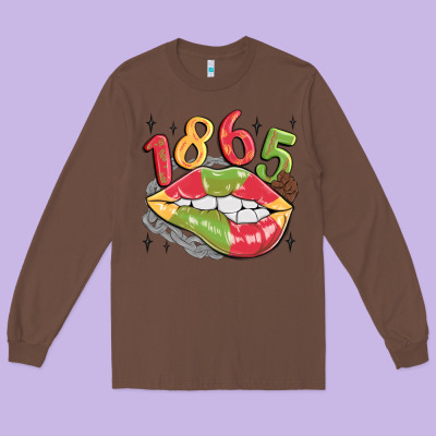 1865 Juneteenth Lips Long Sleeve Tee Designed By Maliassmallbusiness