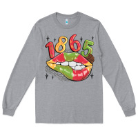 Heather Grey 1865 juneteenth lips Long Sleeve Tee - MaliasSmallBusiness