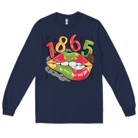 Navy 1865 juneteenth lips Long Sleeve Tee - MaliasSmallBusiness
