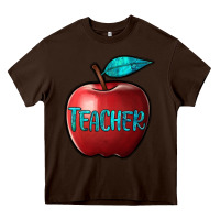 Chocolate Brown apple teacher Heavy Core Tee - BarkalooDesign