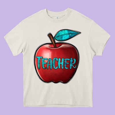 Apple Teacher Heavy Core Tee Designed By Barkaloodesign