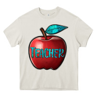 Cream apple teacher Heavy Core Tee - BarkalooDesign