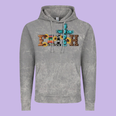 Western Gemstone Cross Faith Vintage Hoodie Designed By Artiststas