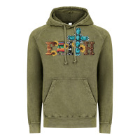 Vintage Olive western gemstone cross faith Vintage Hoodie - Artiststas
