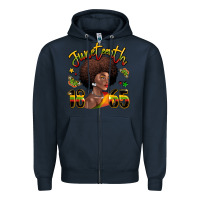 Navy juneteenth 1865 black woman Zipper Hoodie - LillyAllenDesigns