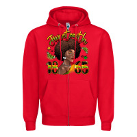 Red juneteenth 1865 black woman Zipper Hoodie - LillyAllenDesigns