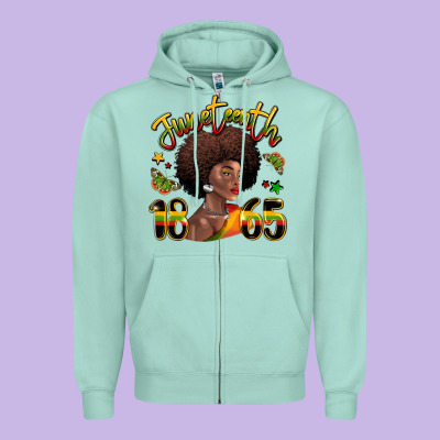 Juneteenth 1865 Black Woman Zipper Hoodie Designed By Lillyallendesigns