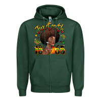 Sports Green juneteenth 1865 black woman Zipper Hoodie - LillyAllenDesigns