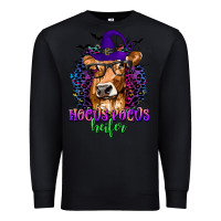 Black Hocus Pocus Heifer with Cow and Halloween Premium Sweatshirt - texasbilliewilder