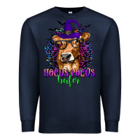 Navy Hocus Pocus Heifer with Cow and Halloween Premium Sweatshirt - texasbilliewilder