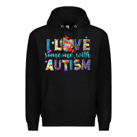 Black I love someone with Autism Premium Hoodie - NancyCooperArtShop
