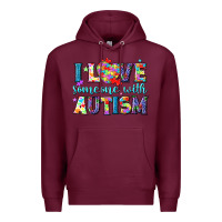 Burgundy I love someone with Autism Premium Hoodie - NancyCooperArtShop