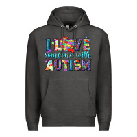 Charcoal Heather I love someone with Autism Premium Hoodie - NancyCooperArtShop