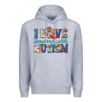 Heather Grey I love someone with Autism Premium Hoodie - NancyCooperArtShop