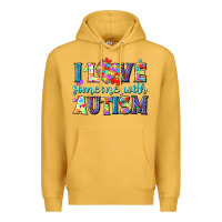 Mustard I love someone with Autism Premium Hoodie - NancyCooperArtShop