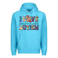 Ocean Blue I love someone with Autism Premium Hoodie - NancyCooperArtShop