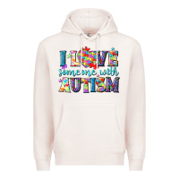 Pale Pink I love someone with Autism Premium Hoodie - NancyCooperArtShop