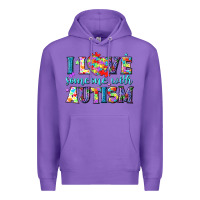 Purple I love someone with Autism Premium Hoodie - NancyCooperArtShop
