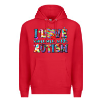 Red I love someone with Autism Premium Hoodie - NancyCooperArtShop