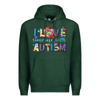 Sports Green I love someone with Autism Premium Hoodie - NancyCooperArtShop
