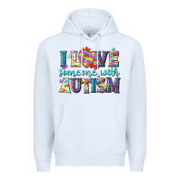 White I love someone with Autism Premium Hoodie - NancyCooperArtShop