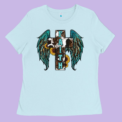 Western Wings Cross Ladies Tee Designed By Ranaportraitstore