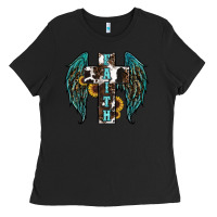 Black western wings cross Ladies Tee - RanaPortraitStore