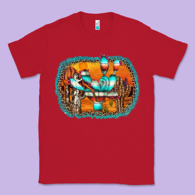 Western Cactus Classic Tee Designed By Adodesignshop