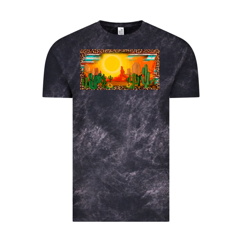 Western  Sunset Cactus Leopard Serape   License Plate Template Vintage Tee by BarkalooDesign | Teevron