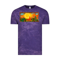Cloud Purple western  sunset cactus leopard serape   license plate template Vintage Tee - BarkalooDesign
