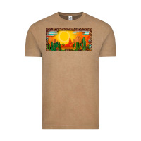 Vintage Coffee western  sunset cactus leopard serape   license plate template Vintage Tee - BarkalooDesign