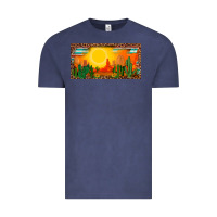 Vintage Denim western  sunset cactus leopard serape   license plate template Vintage Tee - BarkalooDesign