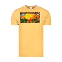 Vintage Mustard western  sunset cactus leopard serape   license plate template Vintage Tee - BarkalooDesign