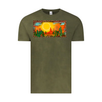 Vintage Olive western  sunset cactus leopard serape   license plate template Vintage Tee - BarkalooDesign
