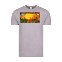Vintage Zinc western  sunset cactus leopard serape   license plate template Vintage Tee - BarkalooDesign