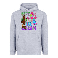 Heather Grey Life is better with ice cream Heavyweight Hoodie - NancyCooperArtShop
