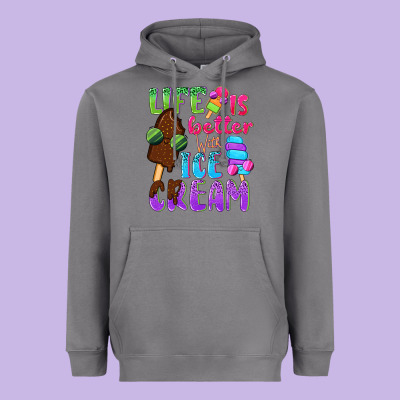 Life Is Better With Ice Cream Heavyweight Hoodie Designed By Nancycooperartshop