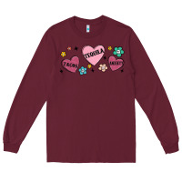 Burgundy tacos tequila anxiety Long Sleeve Tee - MaliasSmallBusiness